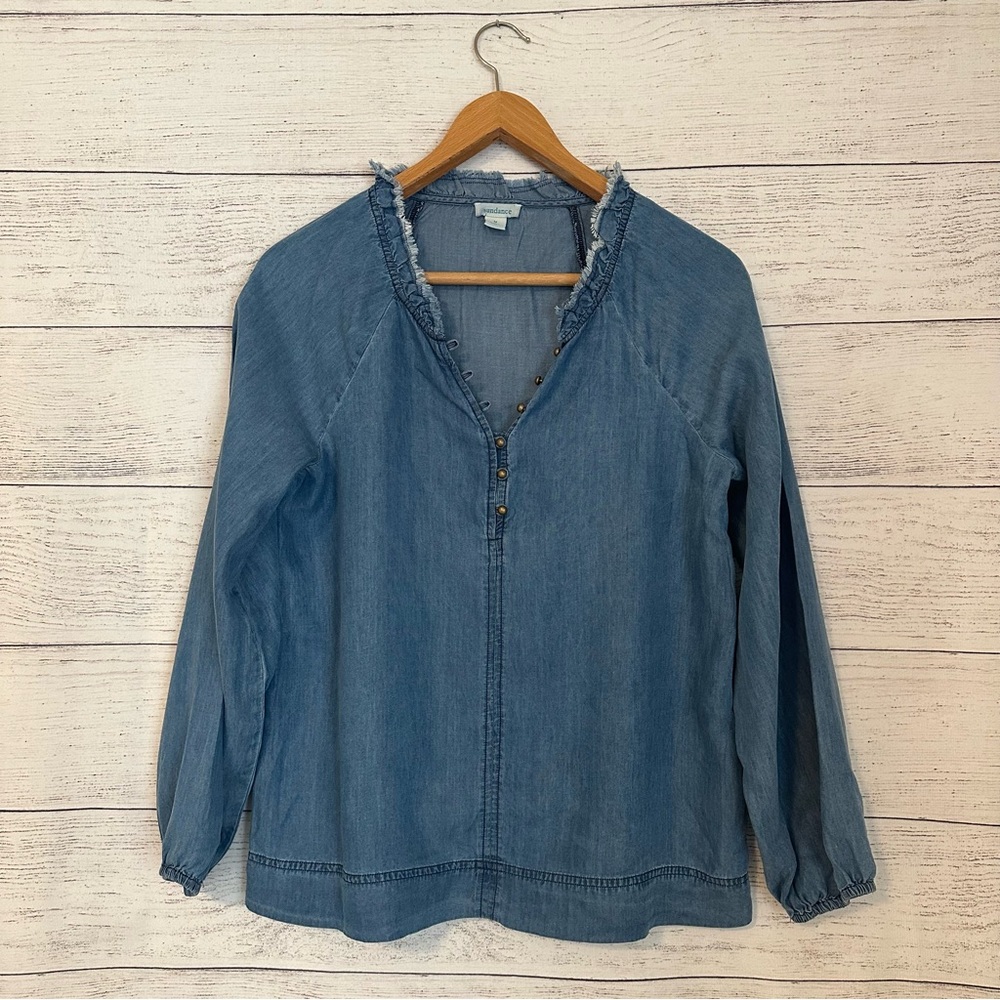 Sundance Orla Tencel Popover Chambray Top.